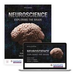 A picture of the cover of the textbook, which features a brain in profile on a dark background. Also in the picture, a laptop displays the cover image.